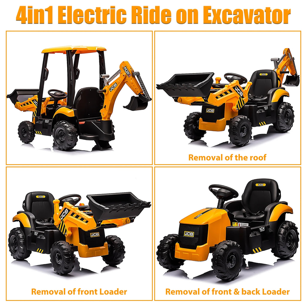 JCB Digger 12V Electric Ride On Tractor with Loader Backhoe
