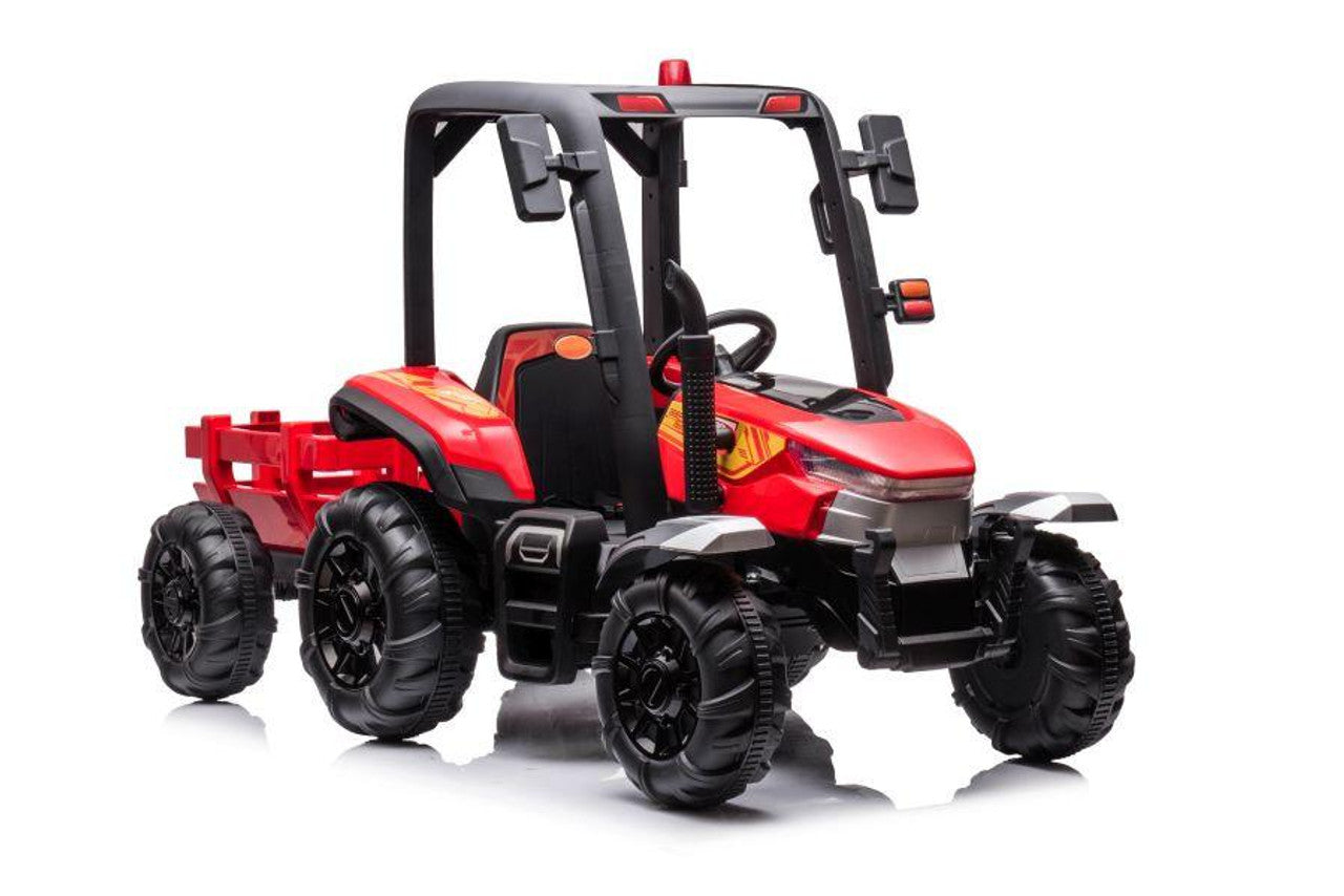 AgriPower 24V Electric Ride On Tractor with Trailer Red