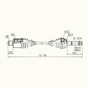 CV Shaft | Polaris Ranger 700 6x6 / 800 6x6 | Middle