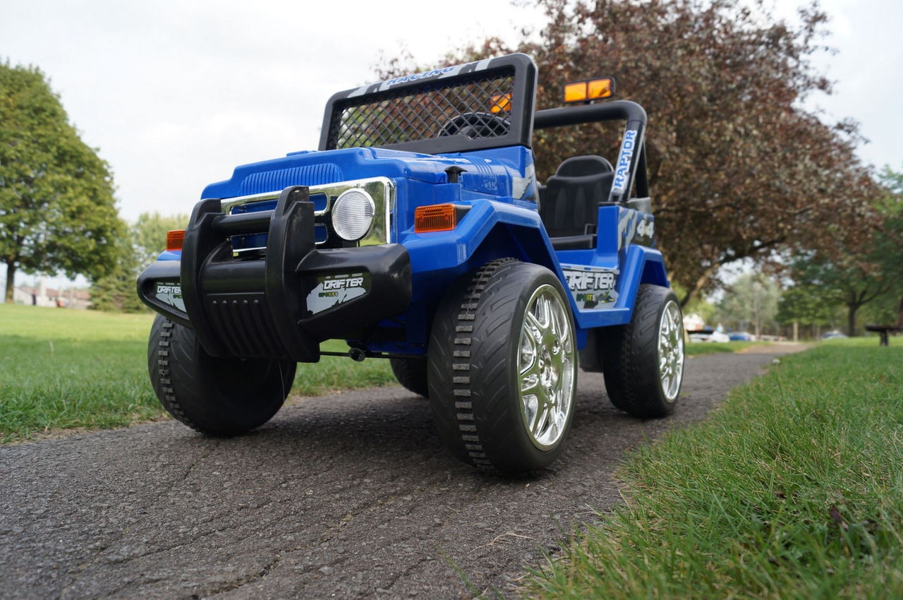 Drifter Raptor Powerful 12V Electric Ride On Jeep Blue