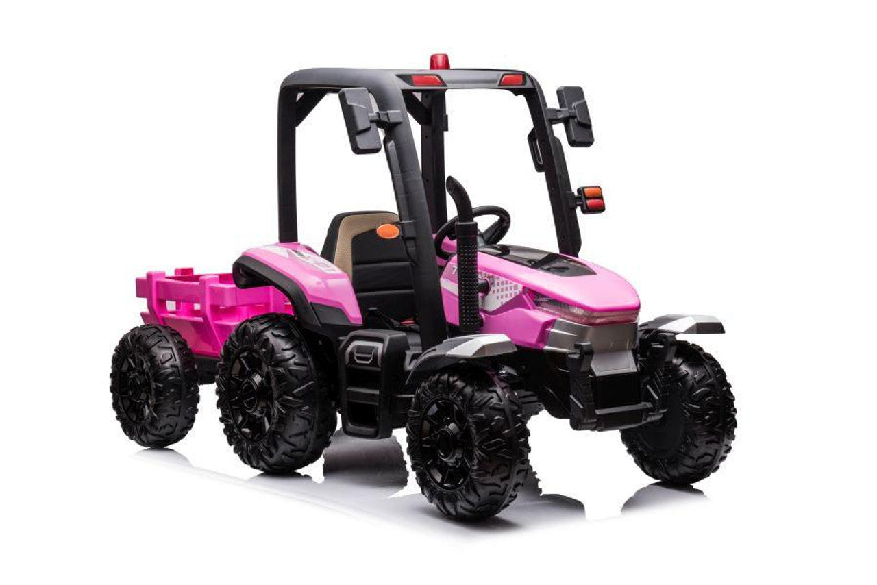 AgriPower 24V Electric Ride On Tractor with Trailer Pink